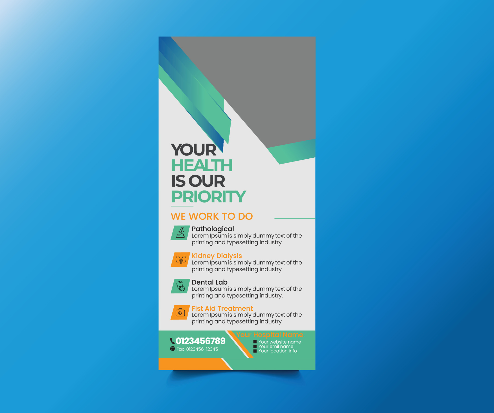 dl flyerrack carddl flyer medical rack card,dl4 13714228 Vector Art