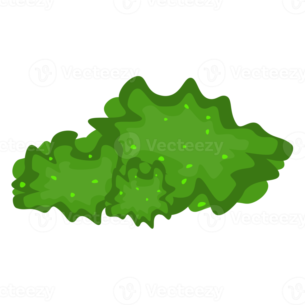 groen struik in tekenfilm stijl. struik groen tuin heg. zomer landschap natuur. kleurrijk PNG illustratie.