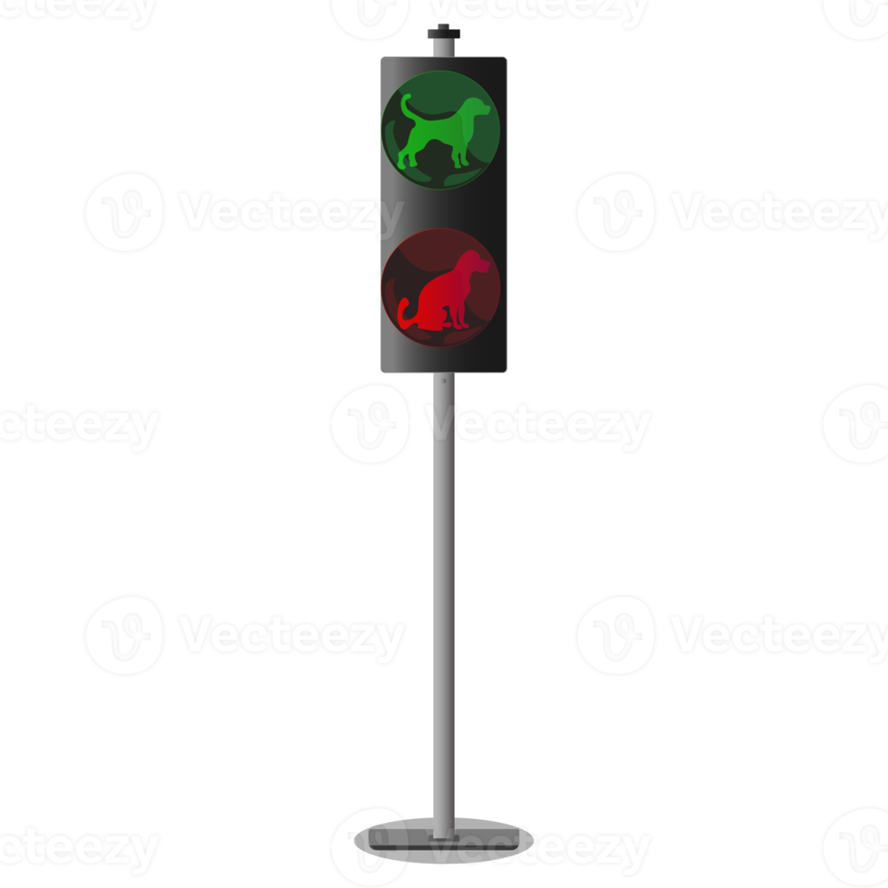 Pets toilet for dogs. Traffic lights Set in cartoon style. Red light above green. Colorful PNG illustration.