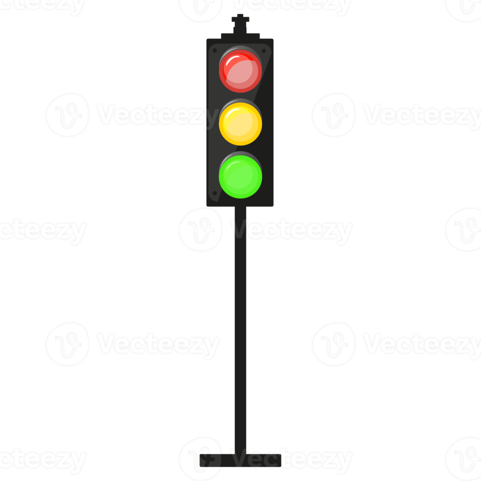 verkeer lichten na. nacht reeks in tekenfilm stijl. rood licht bovenstaand groen en geel in tussen. kleurrijk PNG illustratie.