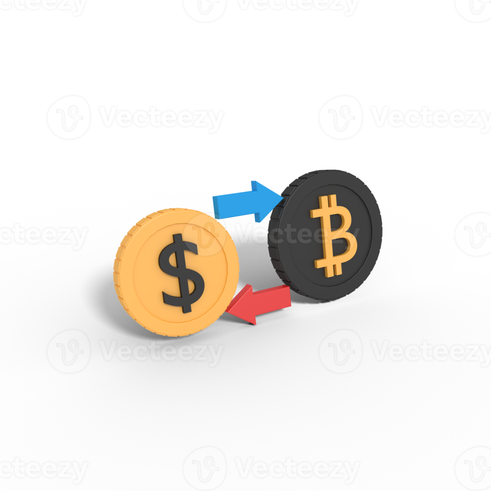 3D-Darstellung des Bitcoin-Dollar-Wechsels png