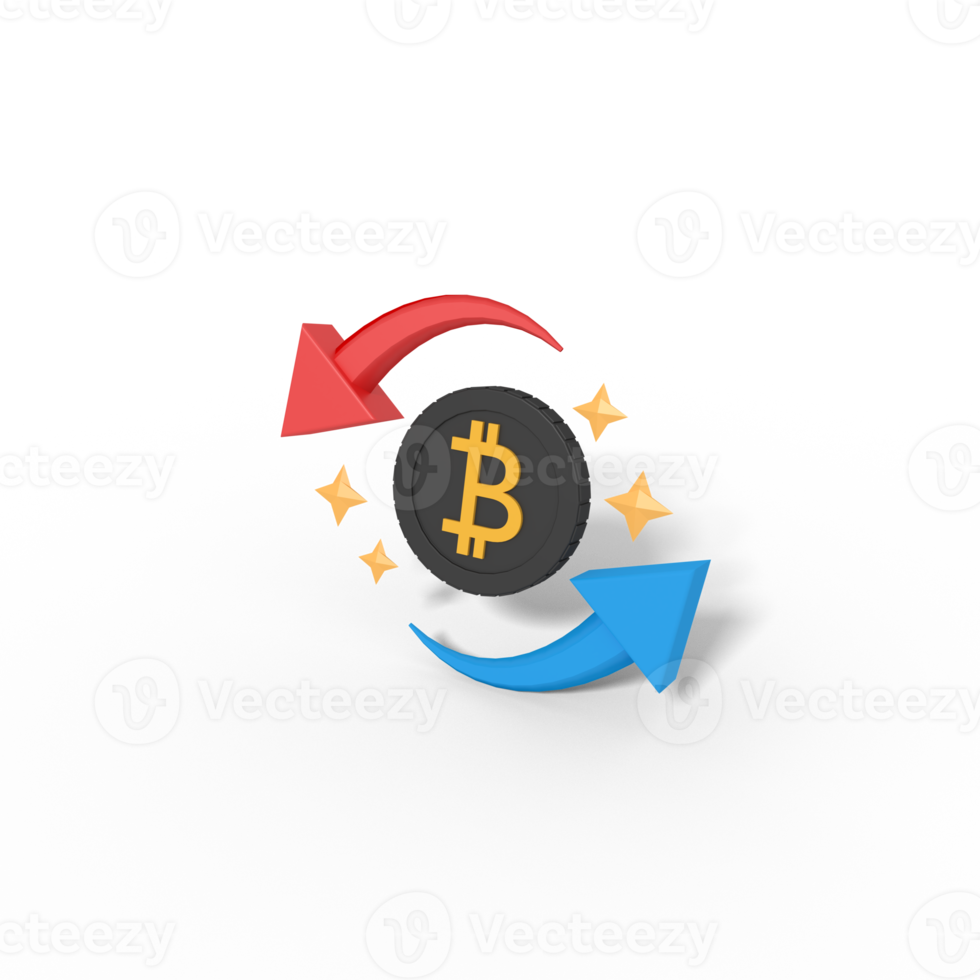 3d illustration of bitcoin currency rotation png