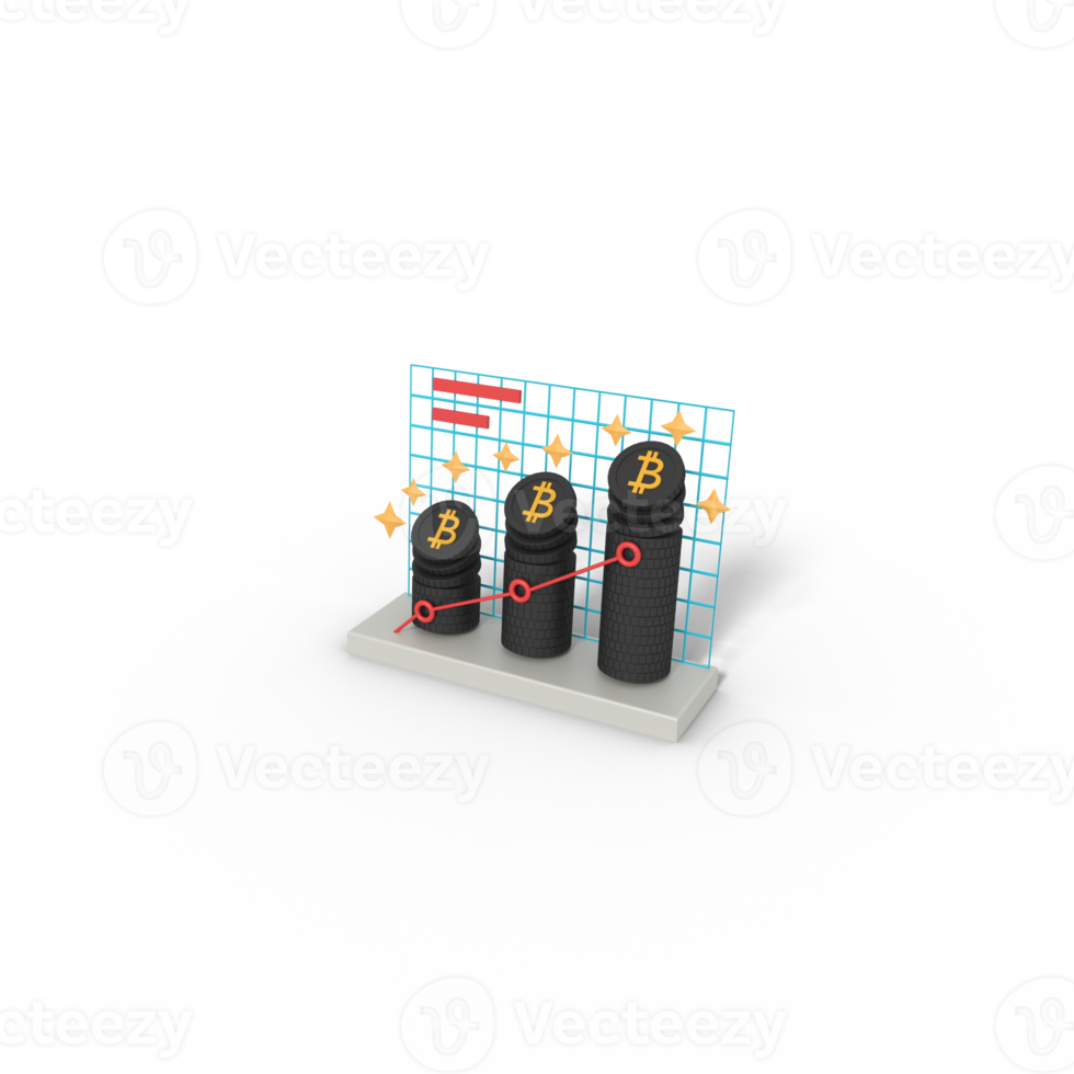 3d illustration of bitcoin trading chart statistics png