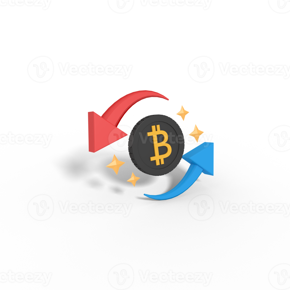 3d illustration of bitcoin currency rotation png