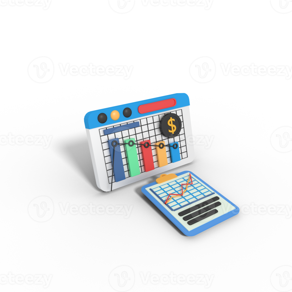 3d illustration of business economic growth report png