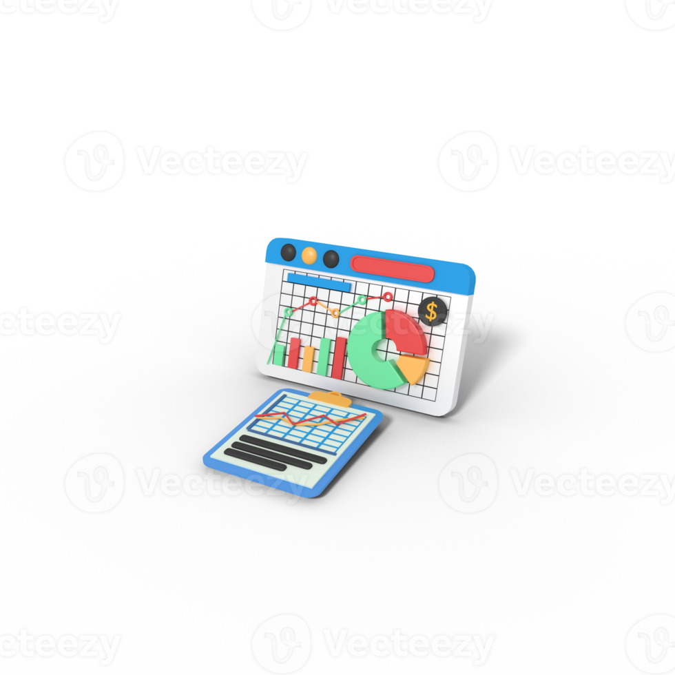 3d illustration of business growth pie chart png