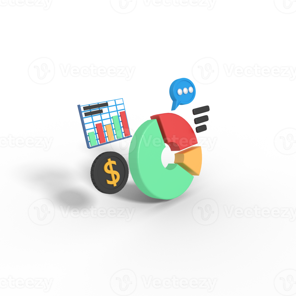 3d illustration of business growth pie chart png