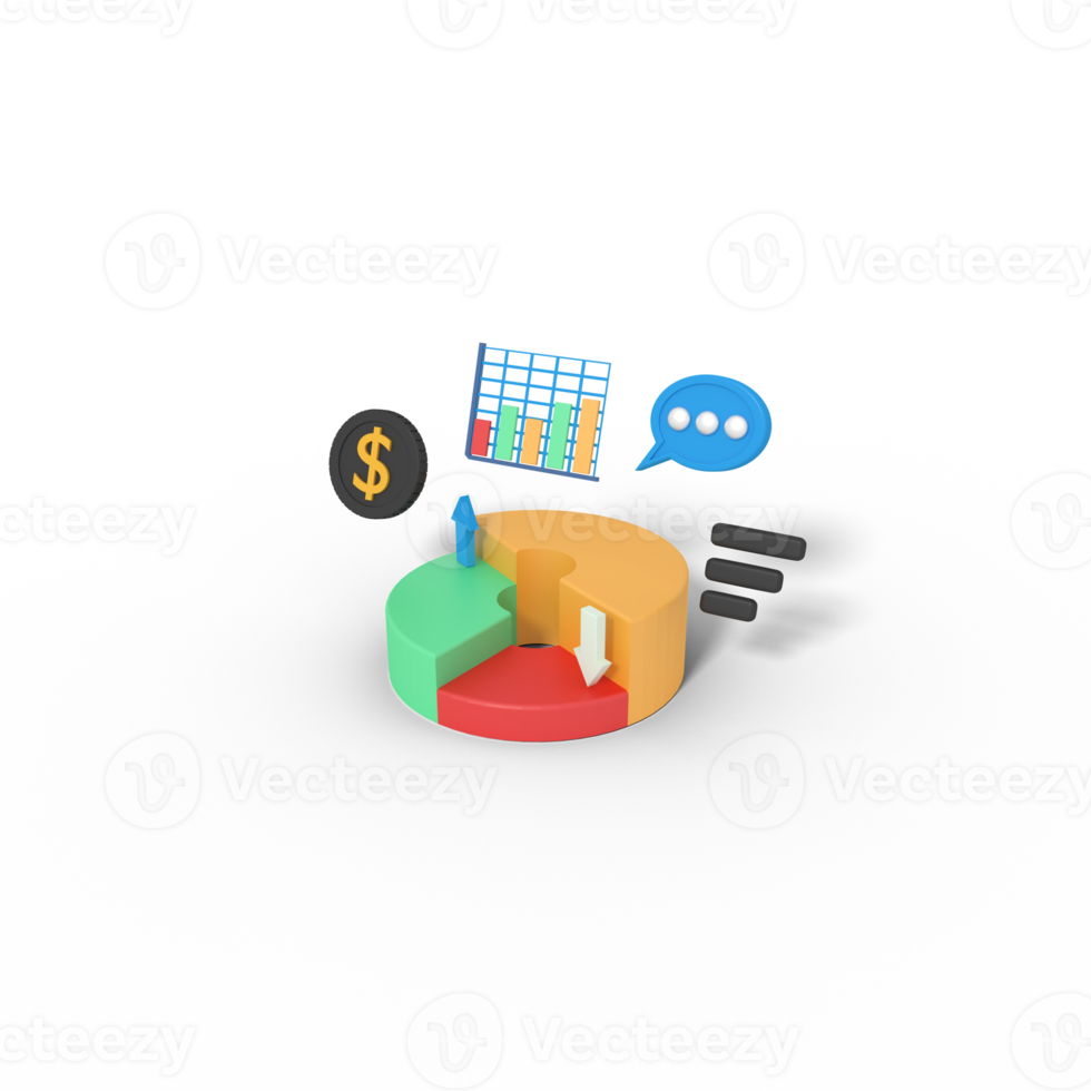 3d illustration of business growth pie chart png