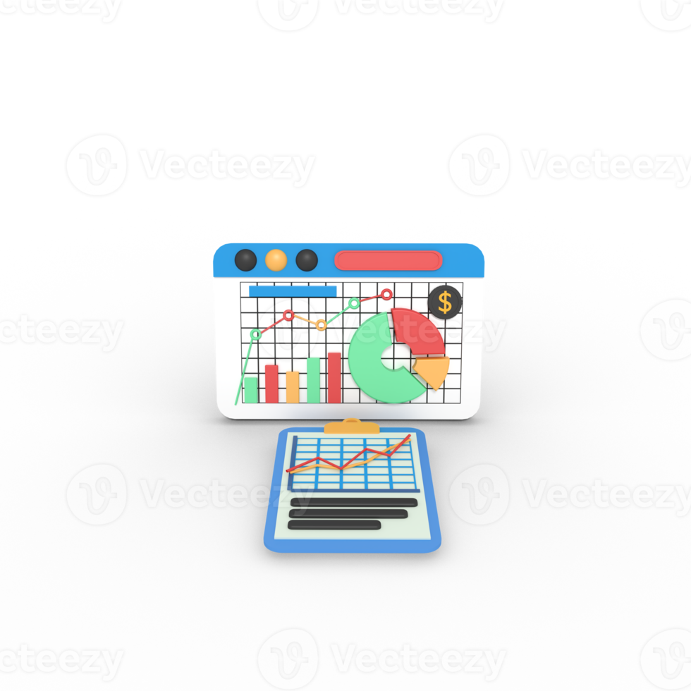 3d illustration of business growth pie chart png