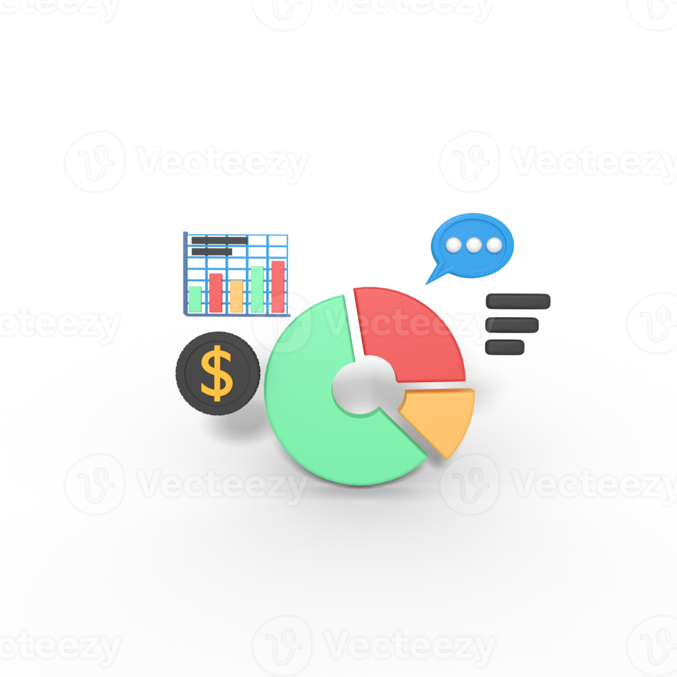 3d illustration of business growth pie chart png