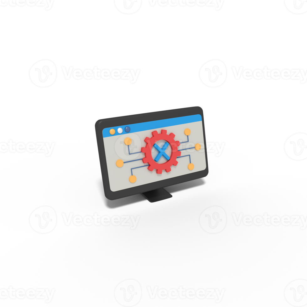 Ilustración 3d de configuración de red de error png