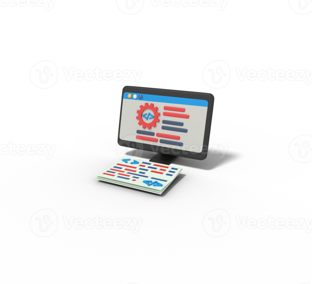 3d illustration of setting app coding png