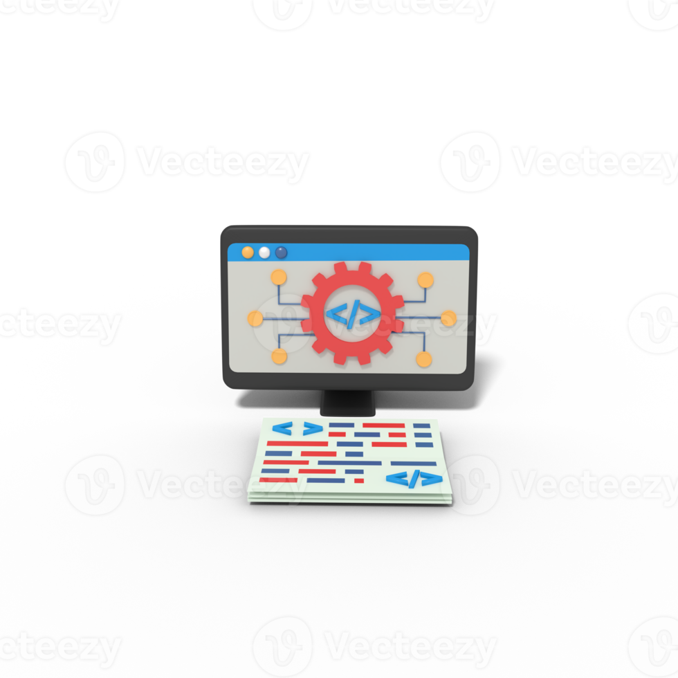 3d illustration of network settings coding png