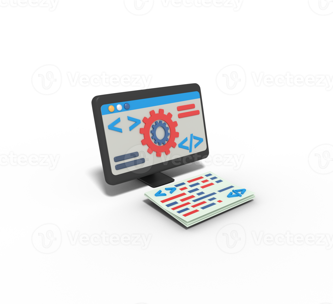3d illustration of setting app coding png