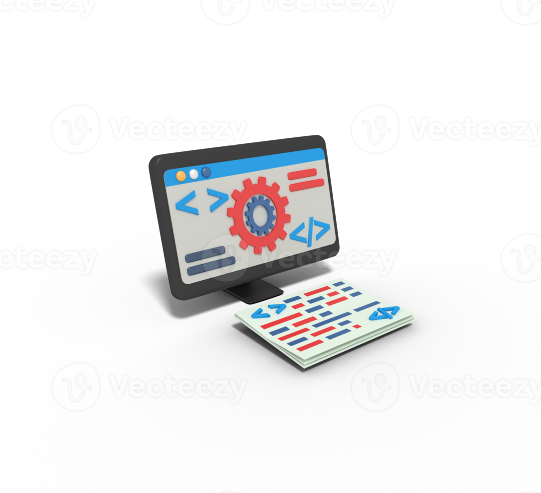 3d illustratie van instelling app codering png