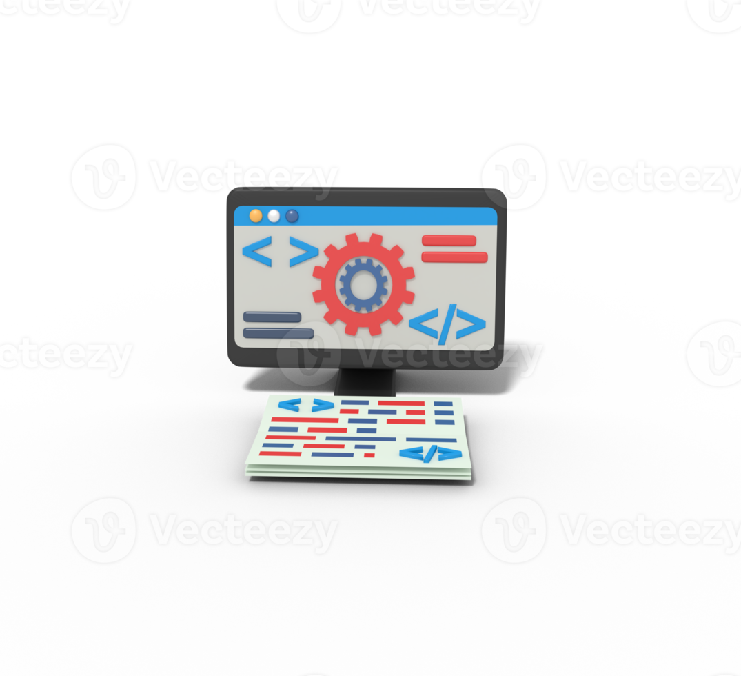 3d illustration of setting app coding png