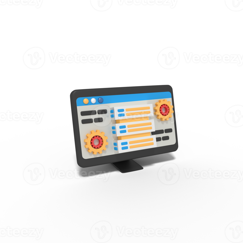 illustration 3d de la configuration de l'hébergement de site Web png