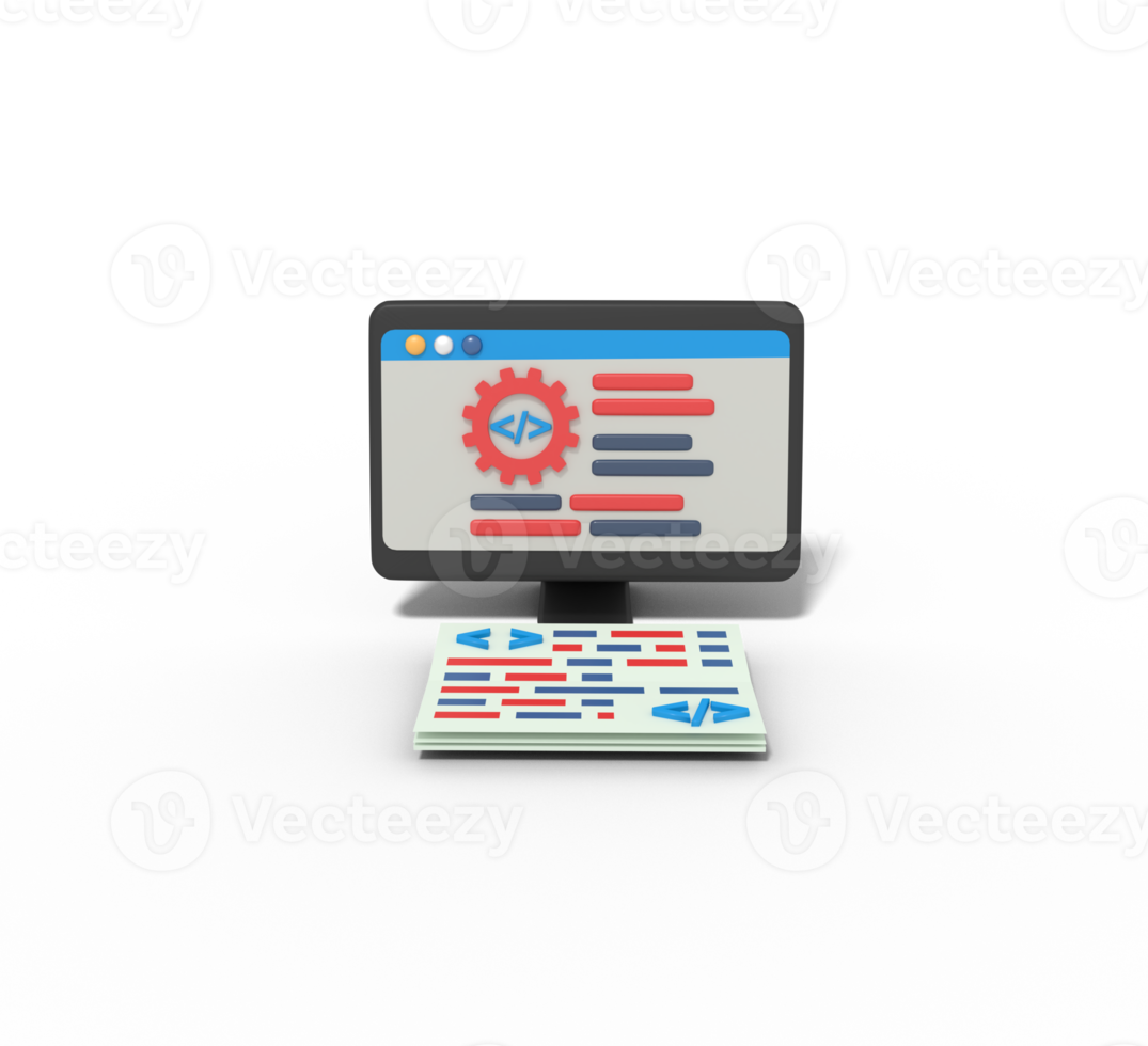 3d illustration of setting app coding png