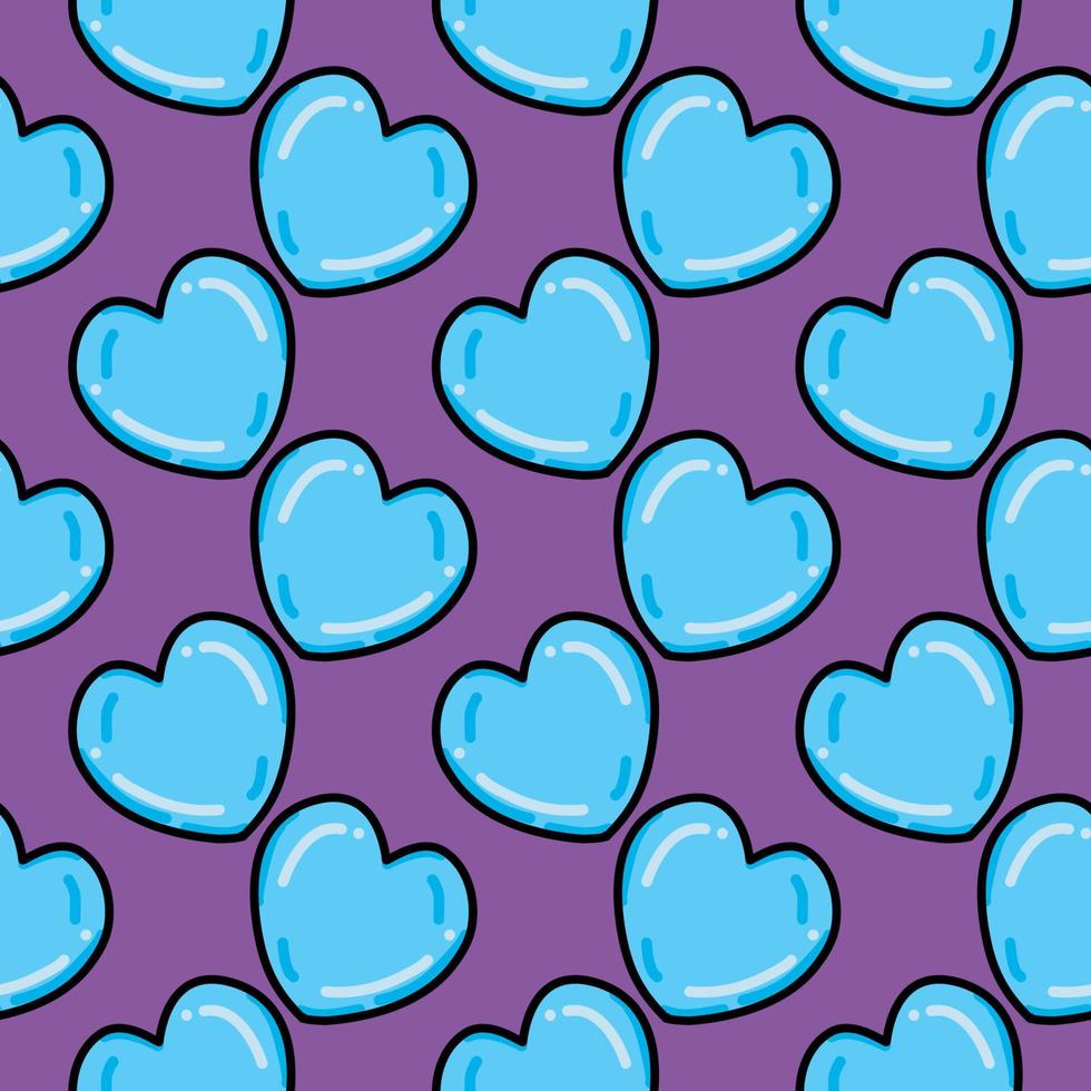 Blue hearts ,seamless pattern on purple background. vector