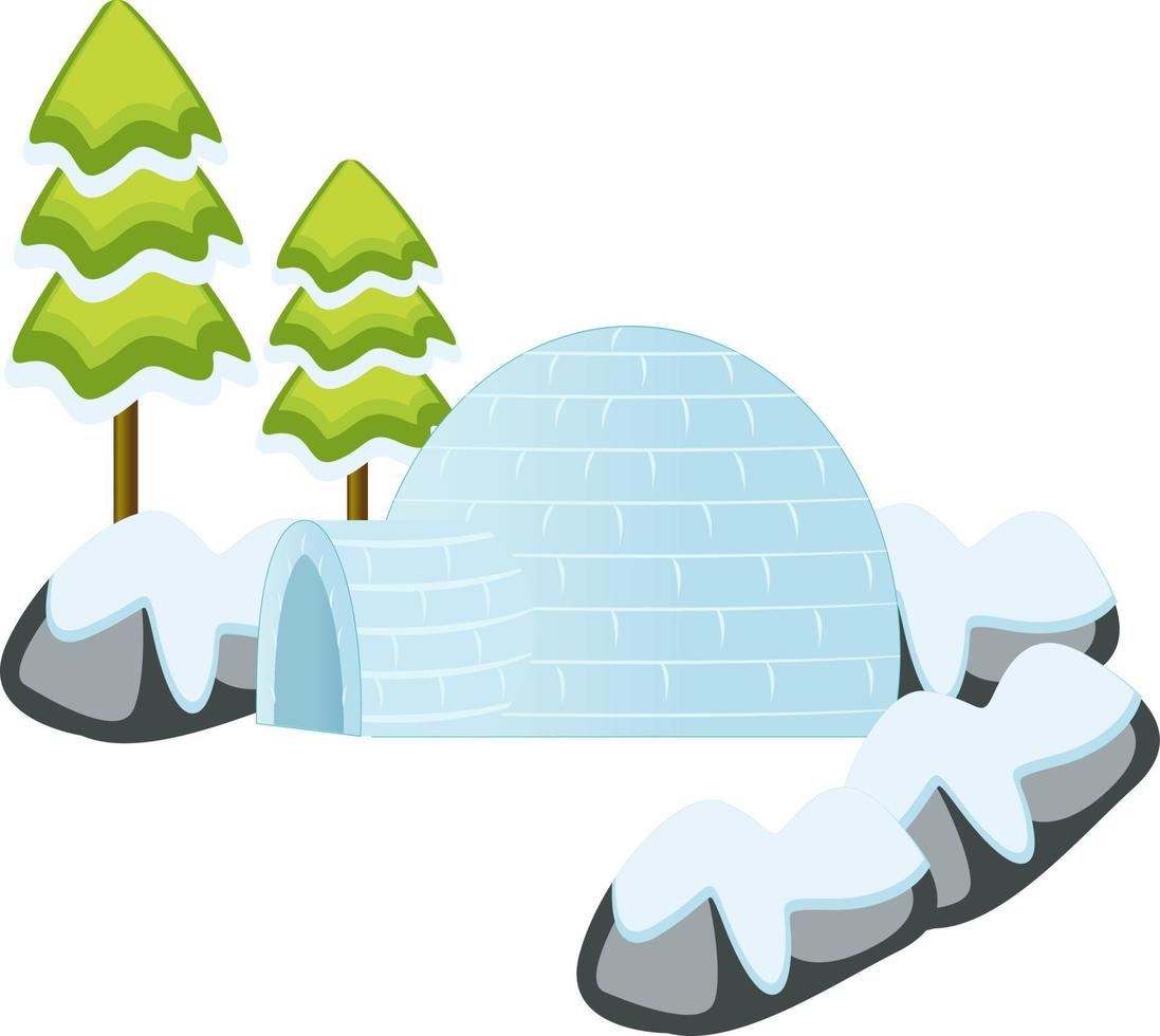 Iglu blanco, ilustración, vector sobre fondo blanco.