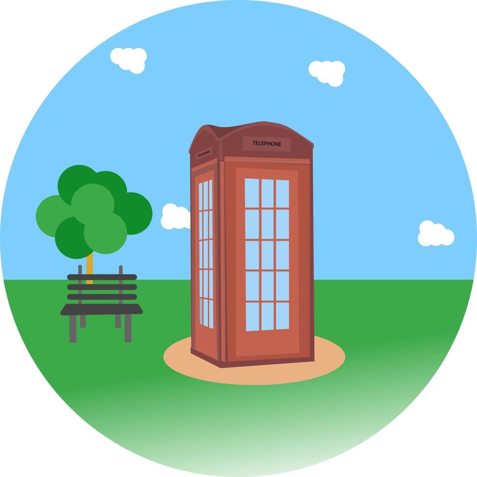 Old english phone ,illustration, vector on white background.