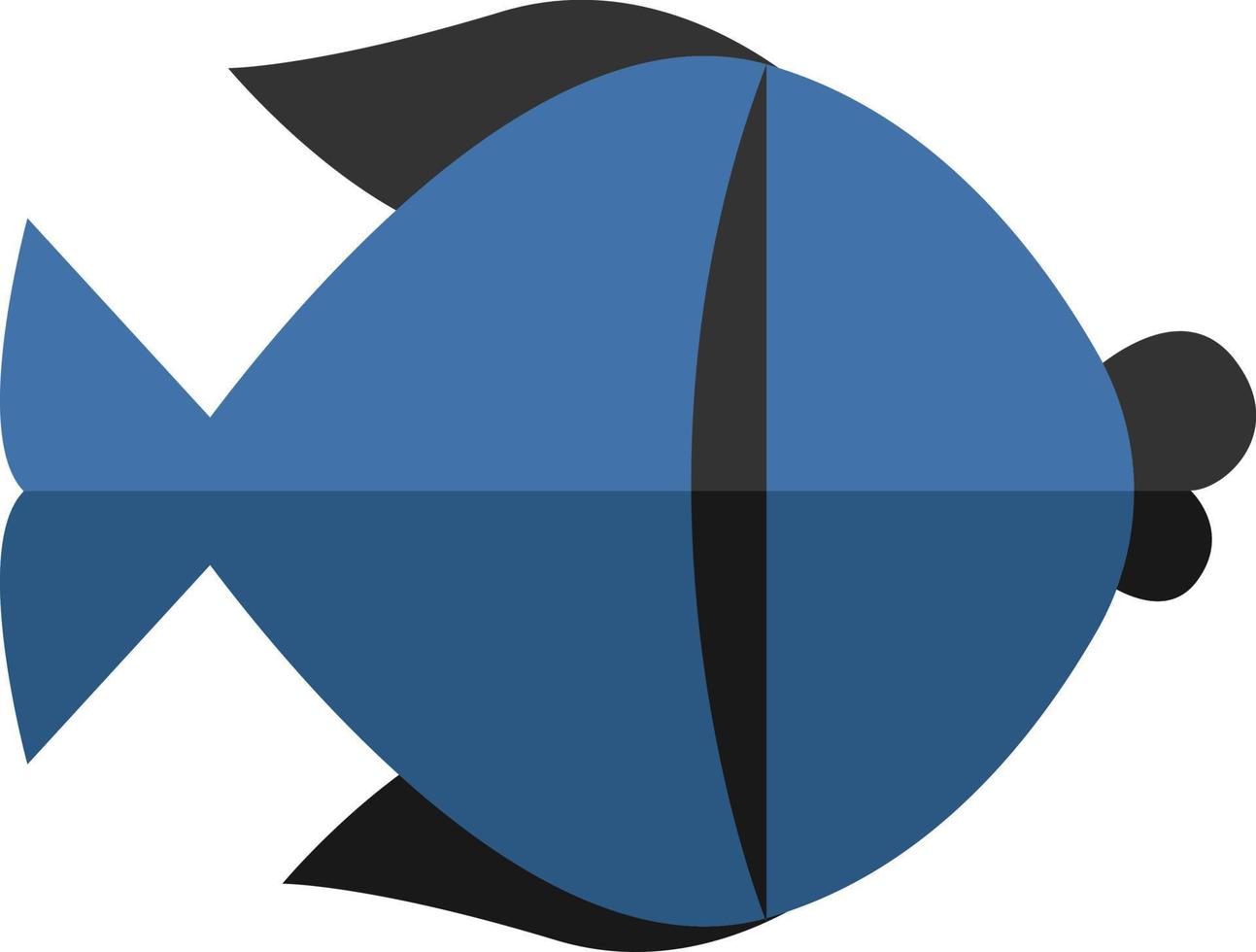 Pescado negro y azul, ilustración, vector sobre fondo blanco.