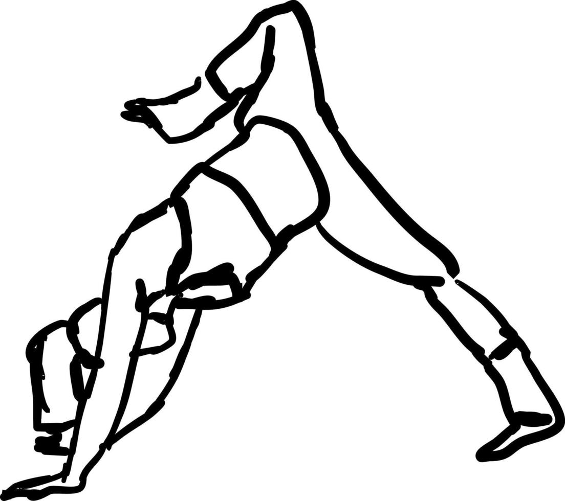 Girl doing yoga, illustration, vector on white background.