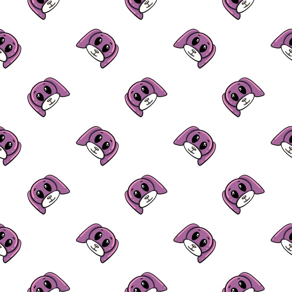 Violet cute dog ,seamless pattern on white background. vector