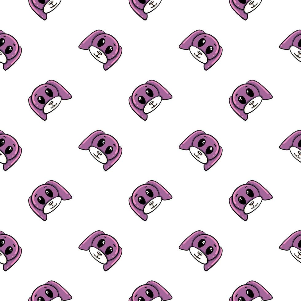 Violet cute dog ,seamless pattern on white background. vector