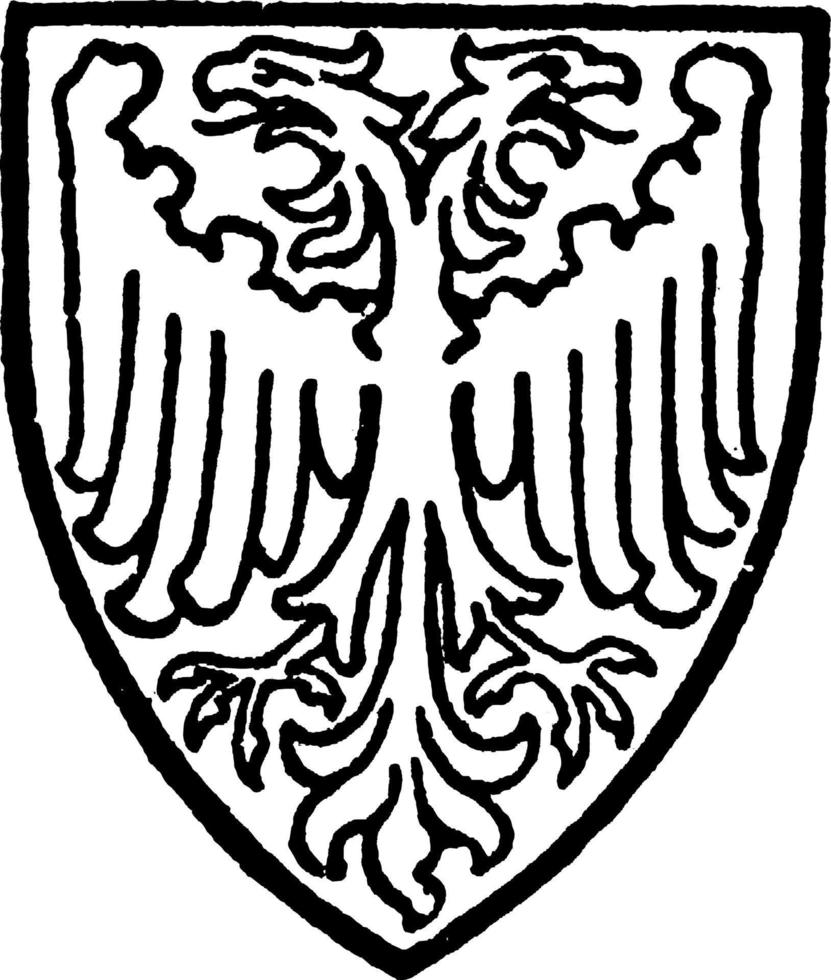 Siggeston dio a luz un sable de águila bicéfala de plata, grabado antiguo. vector