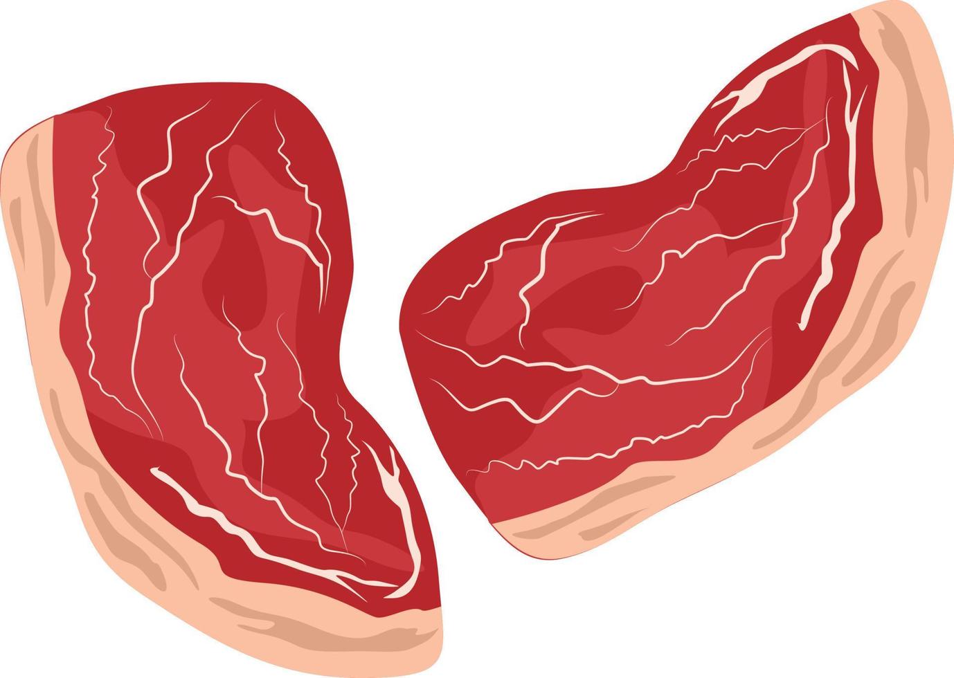 Meat slices ,illustration, vector on white background.