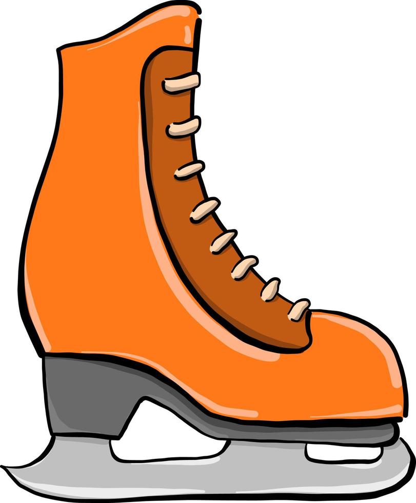 Orange ice skates, illustration, vector on white background