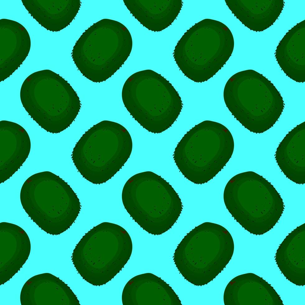 Green kiwi fruit, seamless pattern on blue background. vector