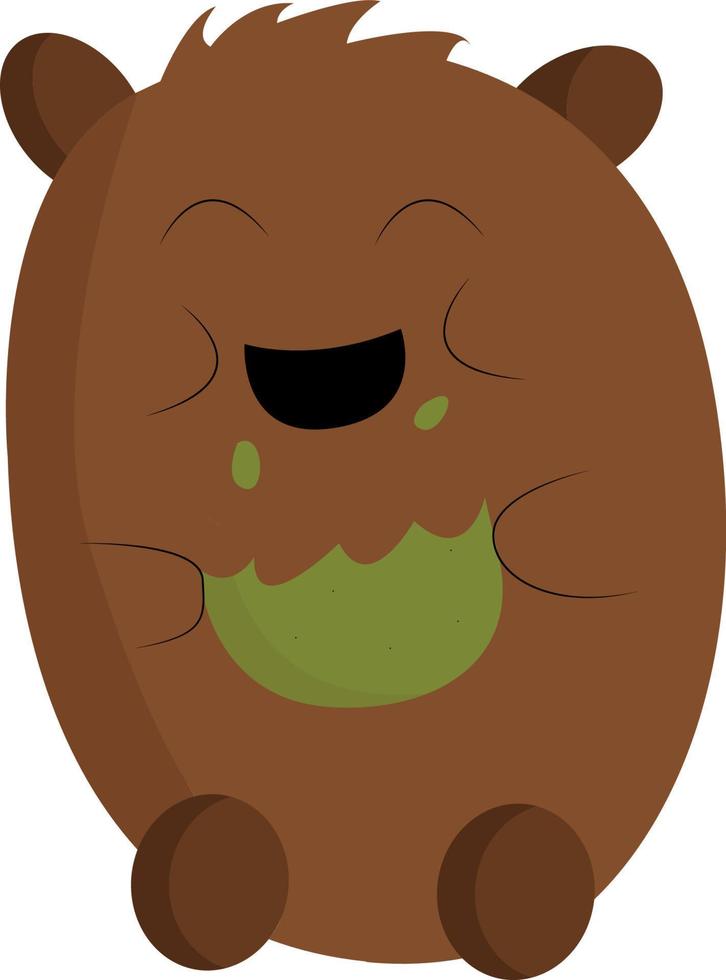 A brown bear with green cookies, vector or color illustration.