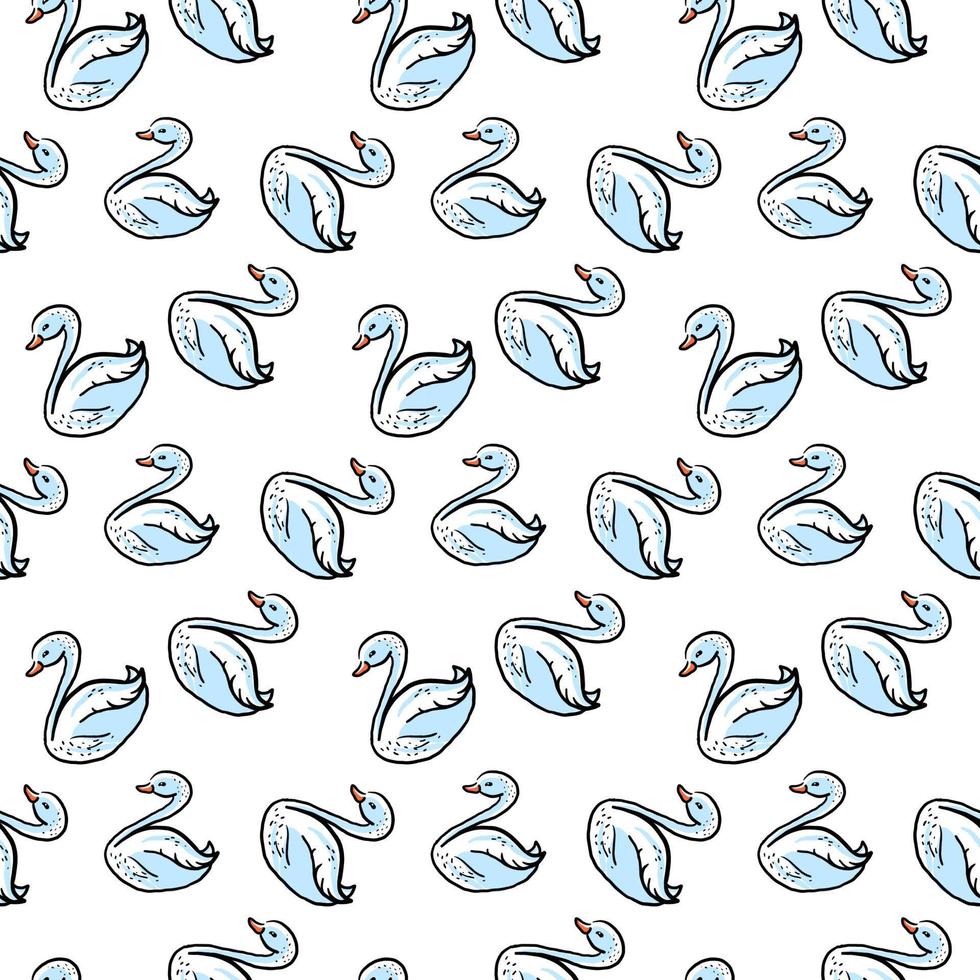Swan pattern, illustration, vector on white background.