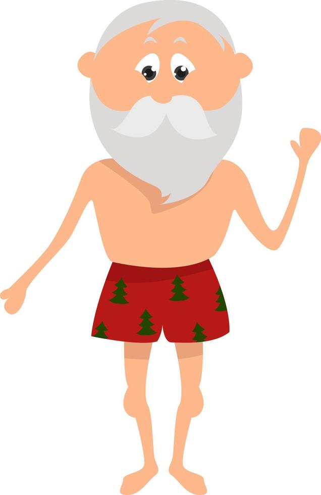Santa on vacation , illustration, vector on white background
