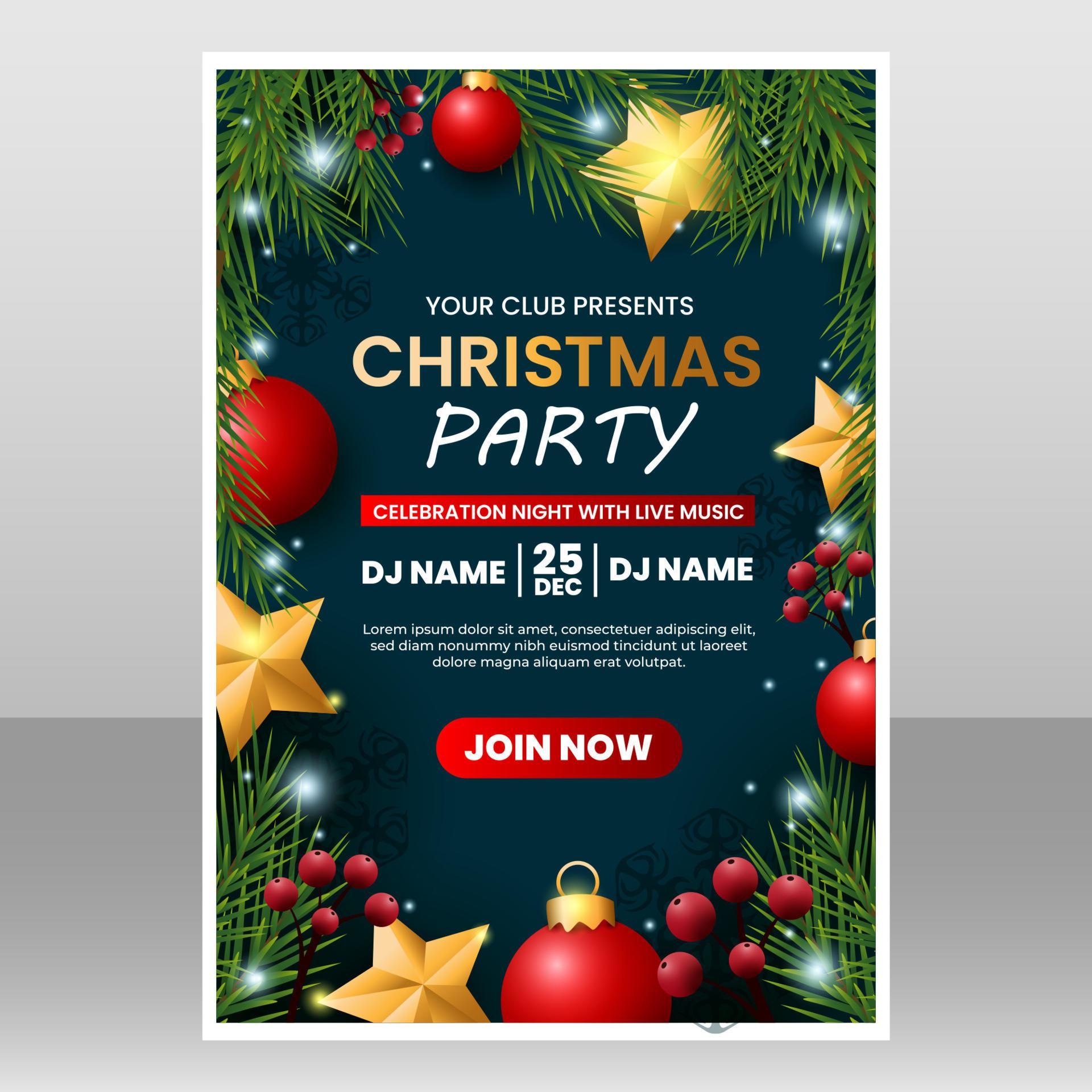 Christmas Party Poster Template 13714883 Vector Art at Vecteezy