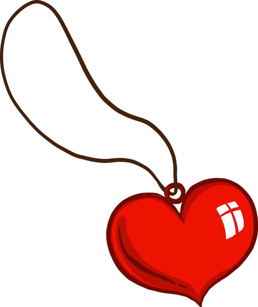 Heart necklace, illustration, vector on white background.