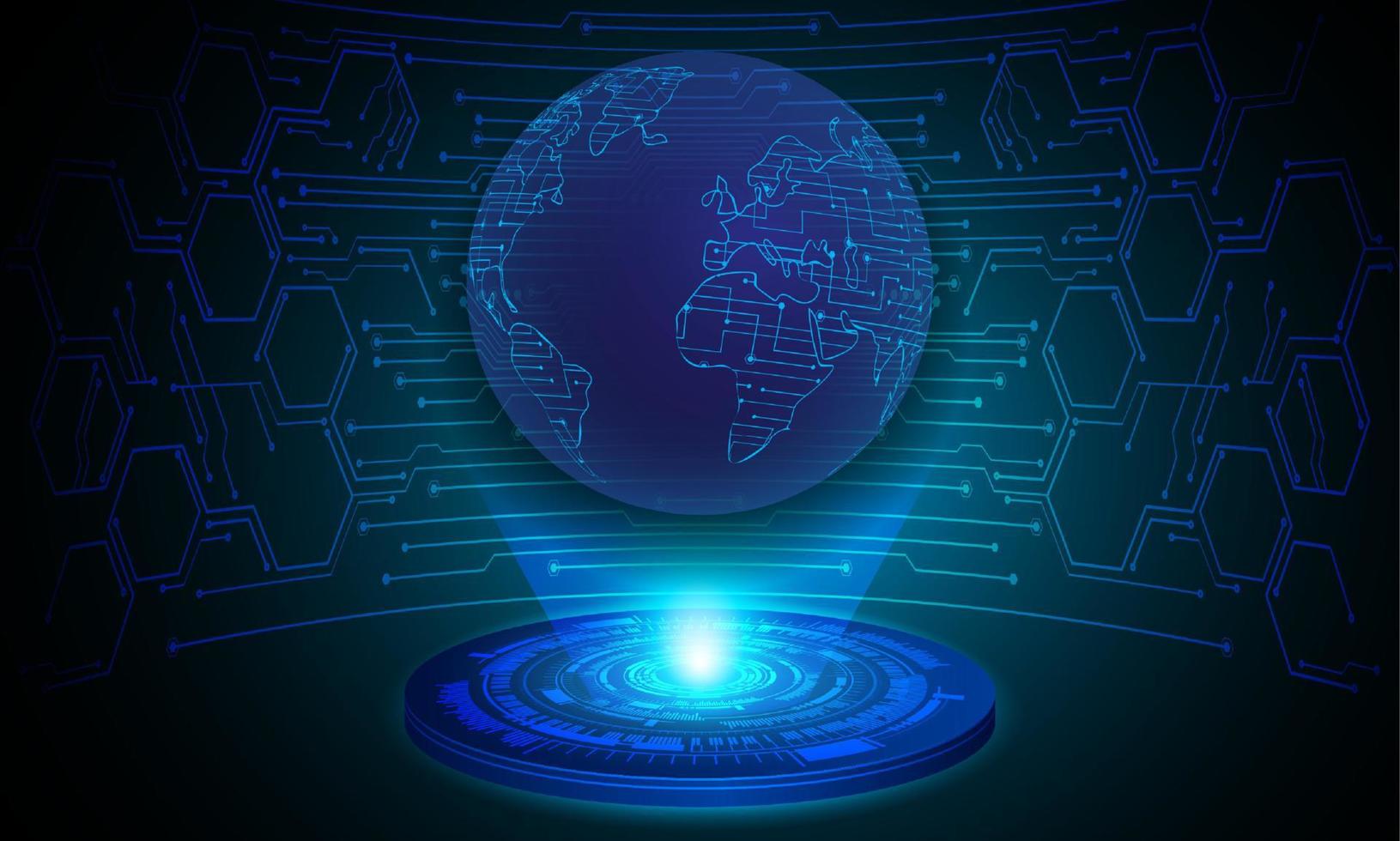 Modern Globe Holographic Projector on Technology Background vector
