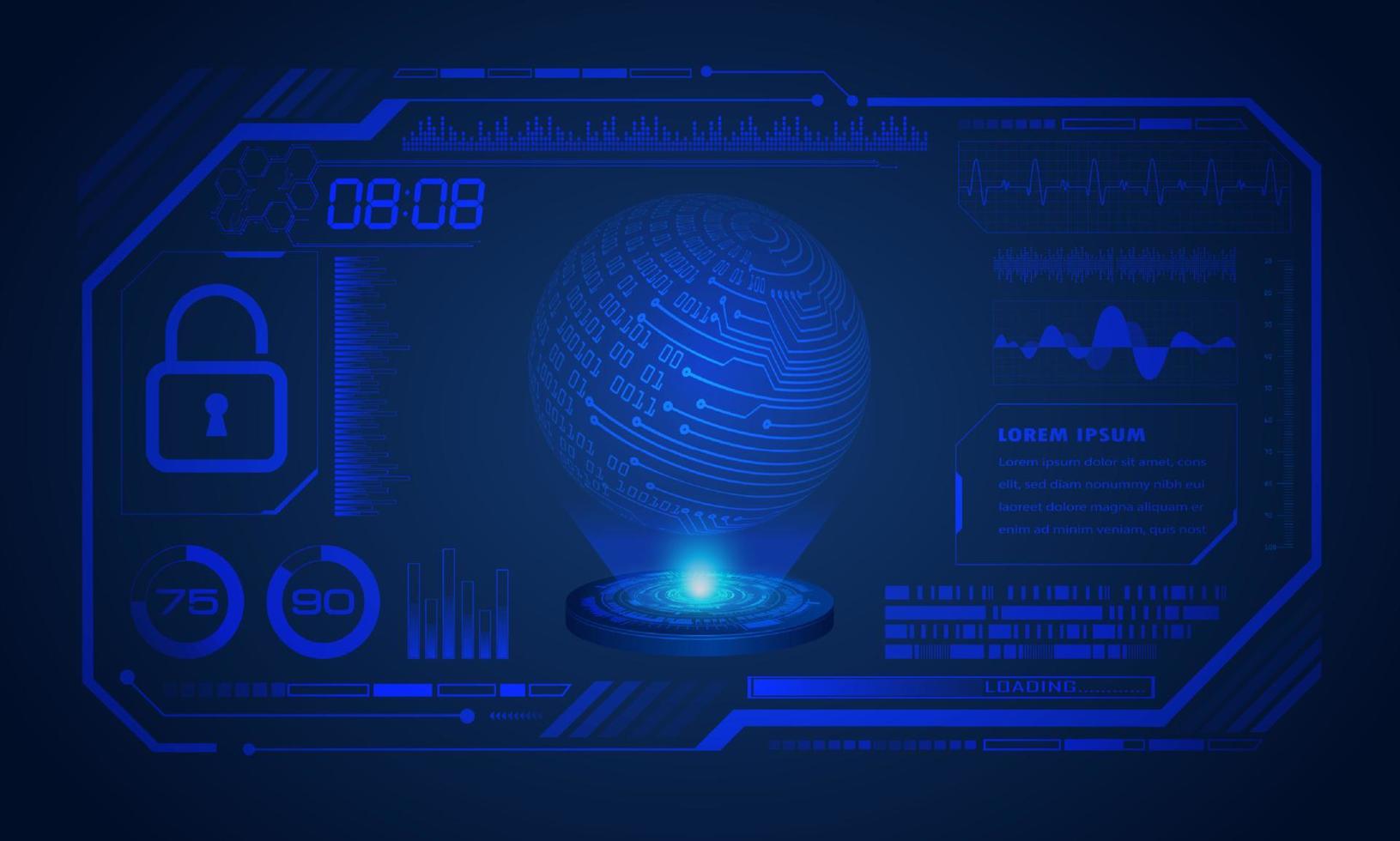 Modern HUD Technology Blue Screen with Globe Background vector