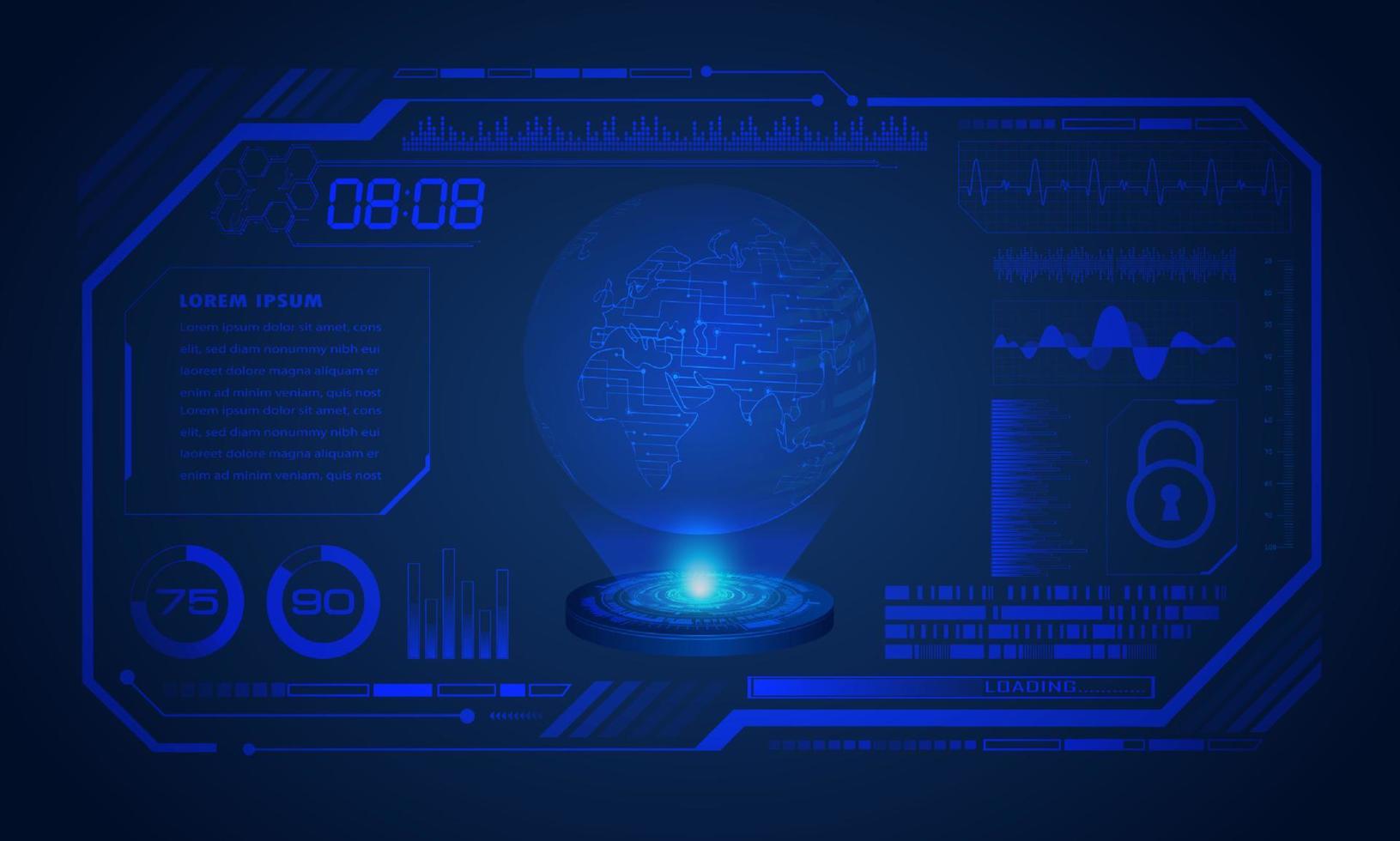 Modern HUD Technology Blue Screen with Globe Background vector