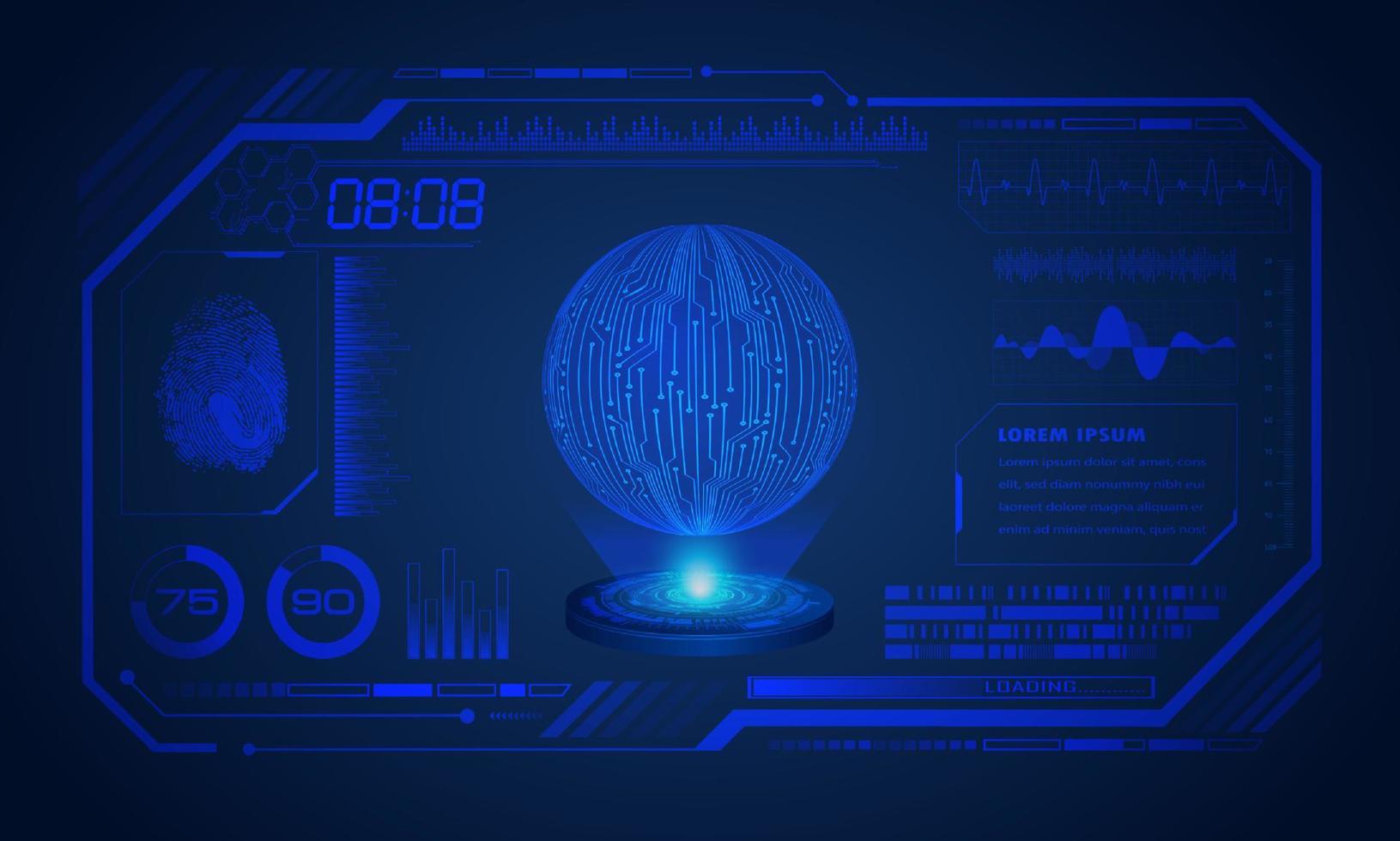 Modern HUD Technology Blue Screen with Globe Background vector