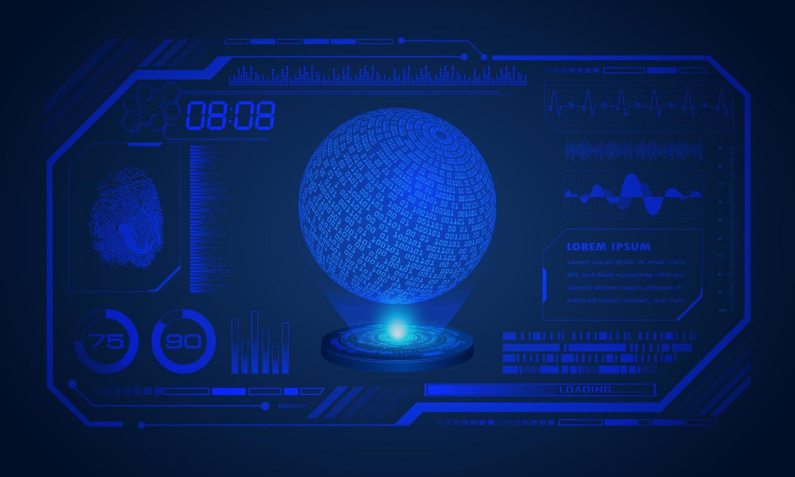 Modern HUD Technology Blue Screen with Globe Background vector