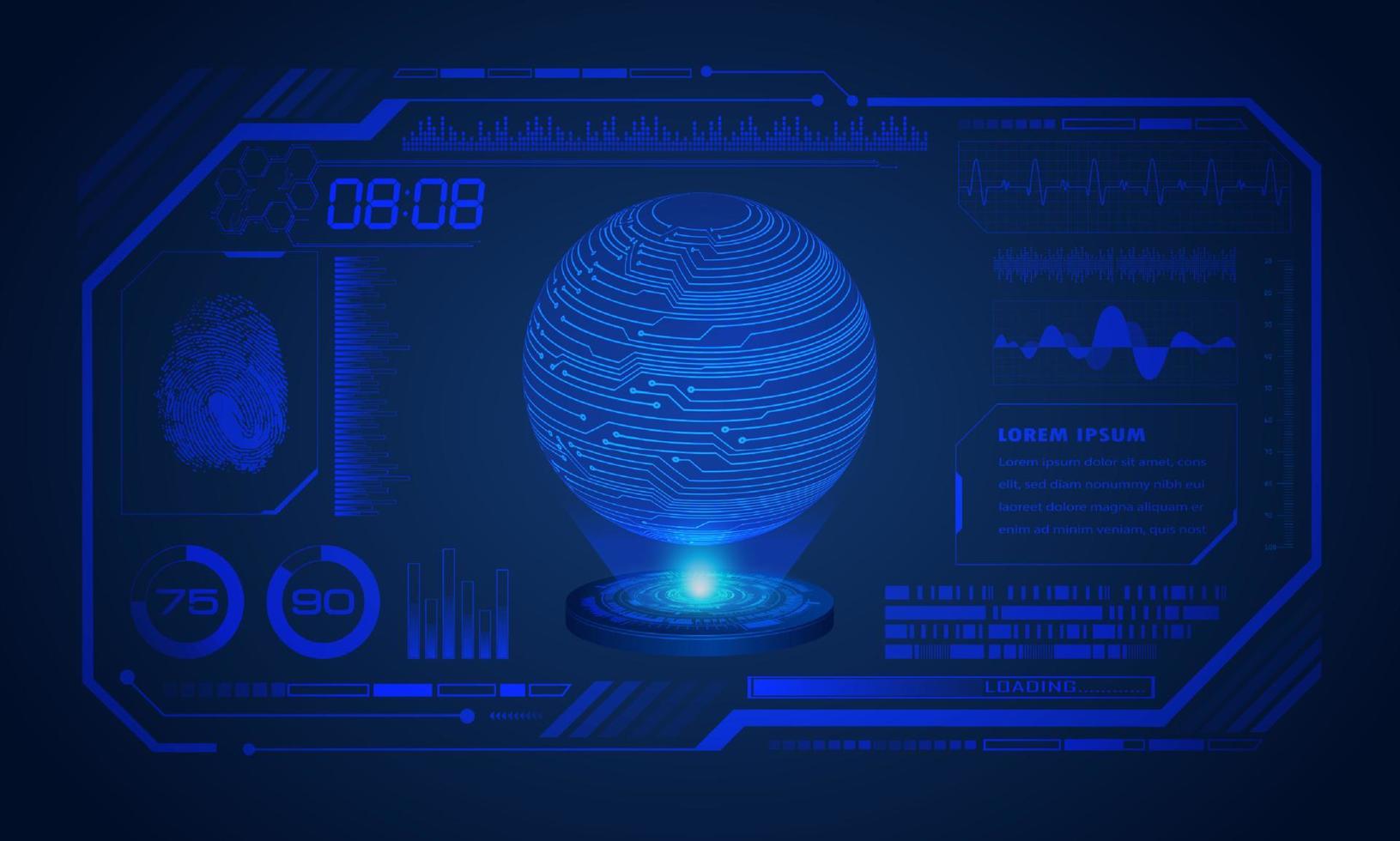 Modern HUD Technology Blue Screen with Globe Background vector