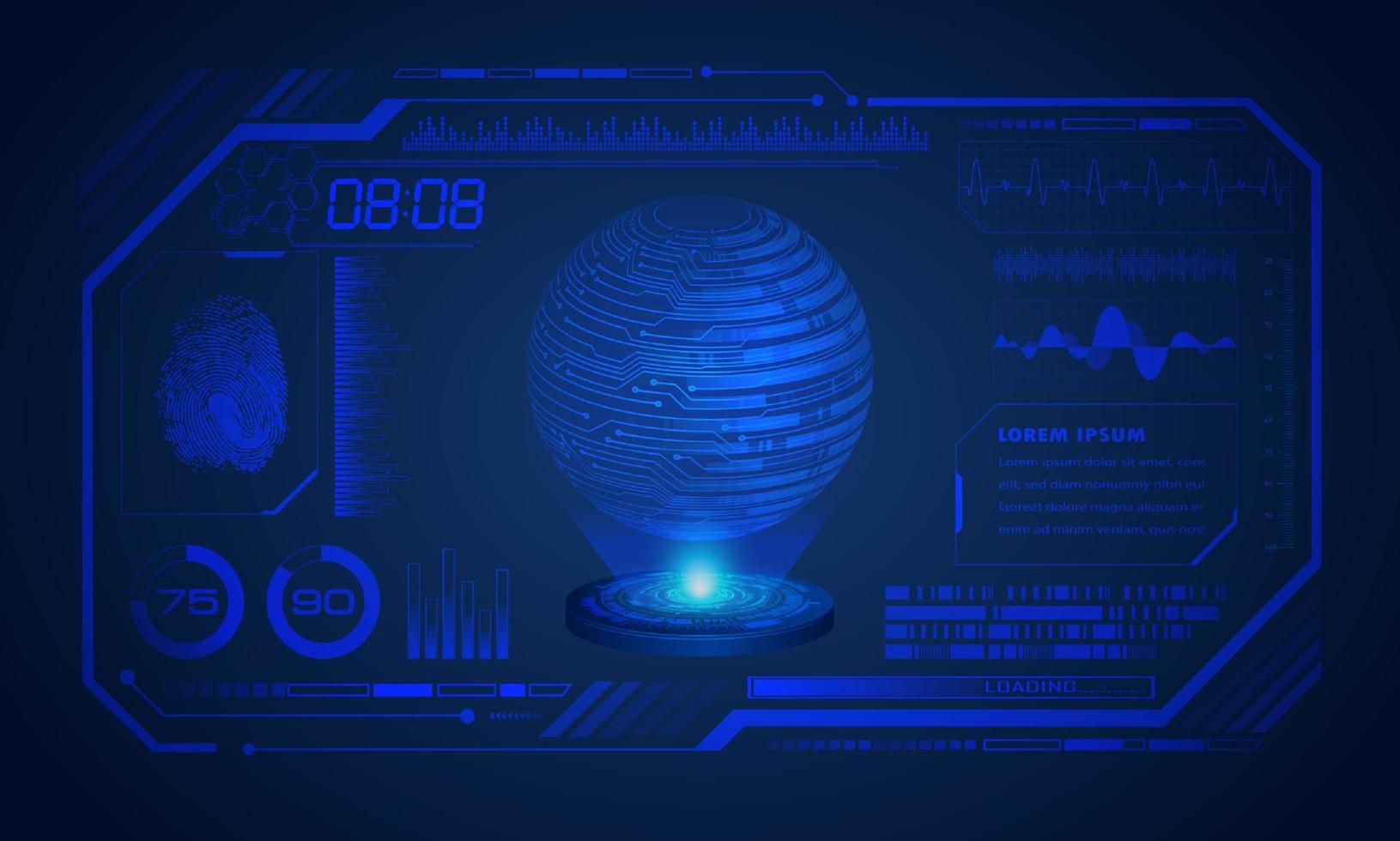 Modern HUD Technology Blue Screen with Globe Background vector