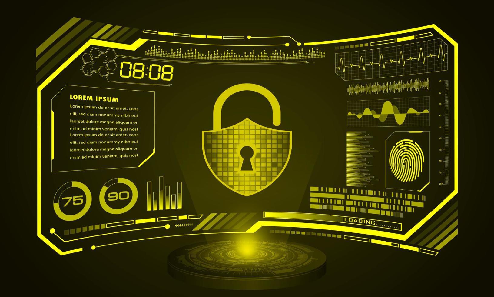 Modern HUD Technology Screen Background with padlock vector