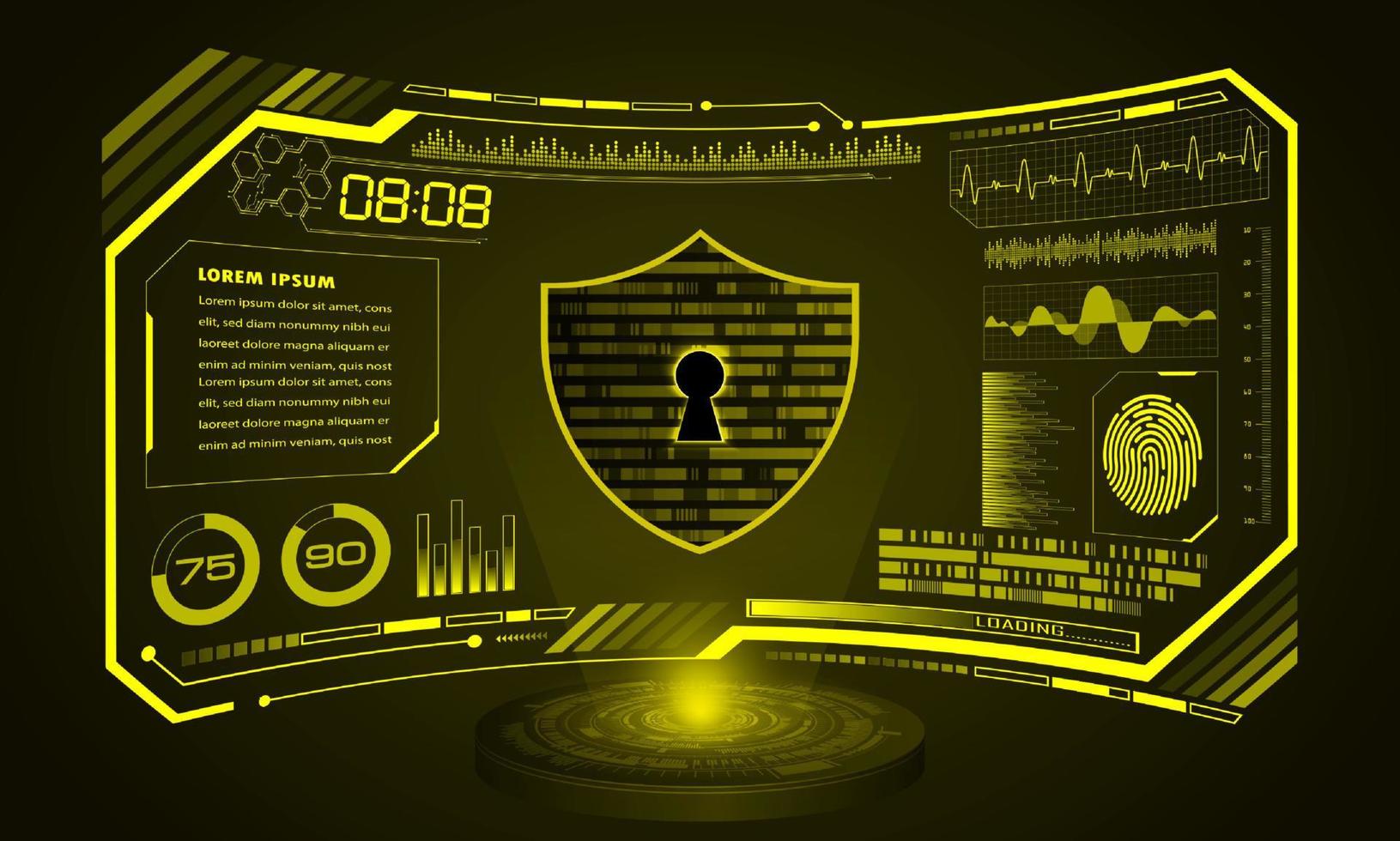 Modern HUD Technology Screen Background with padlock vector