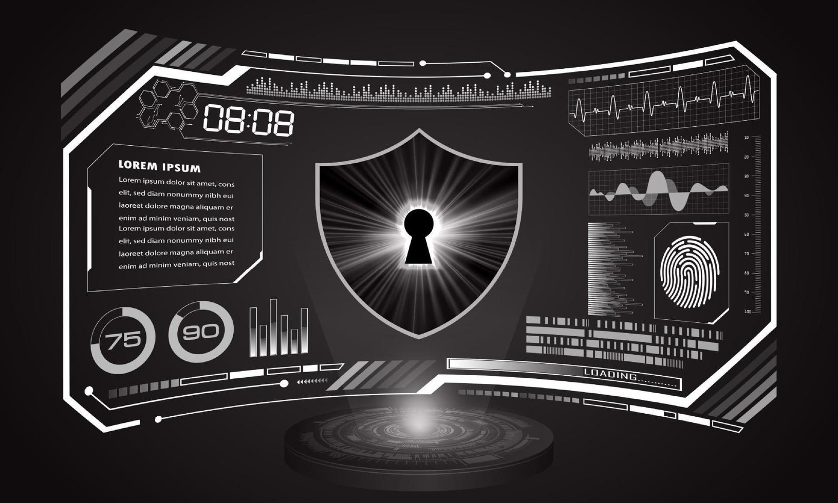 Modern HUD Technology Screen Background with padlock vector