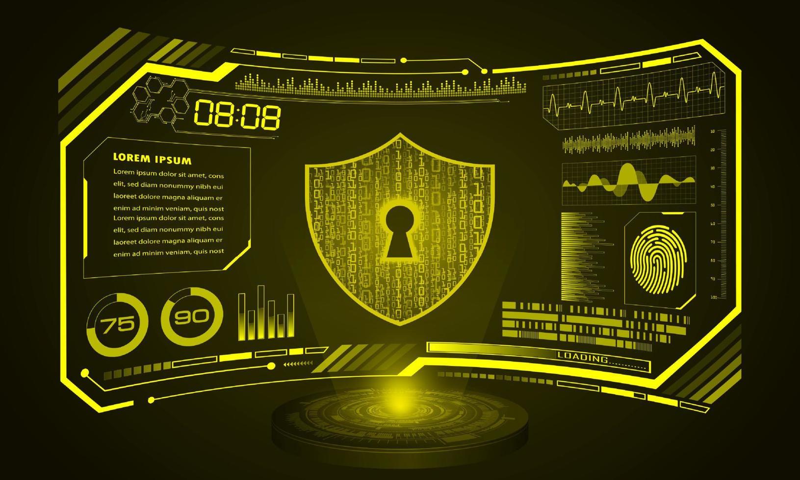 Modern HUD Technology Screen Background with padlock vector