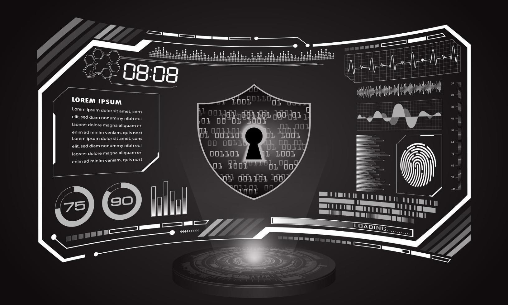 Modern HUD Technology Screen Background with padlock vector